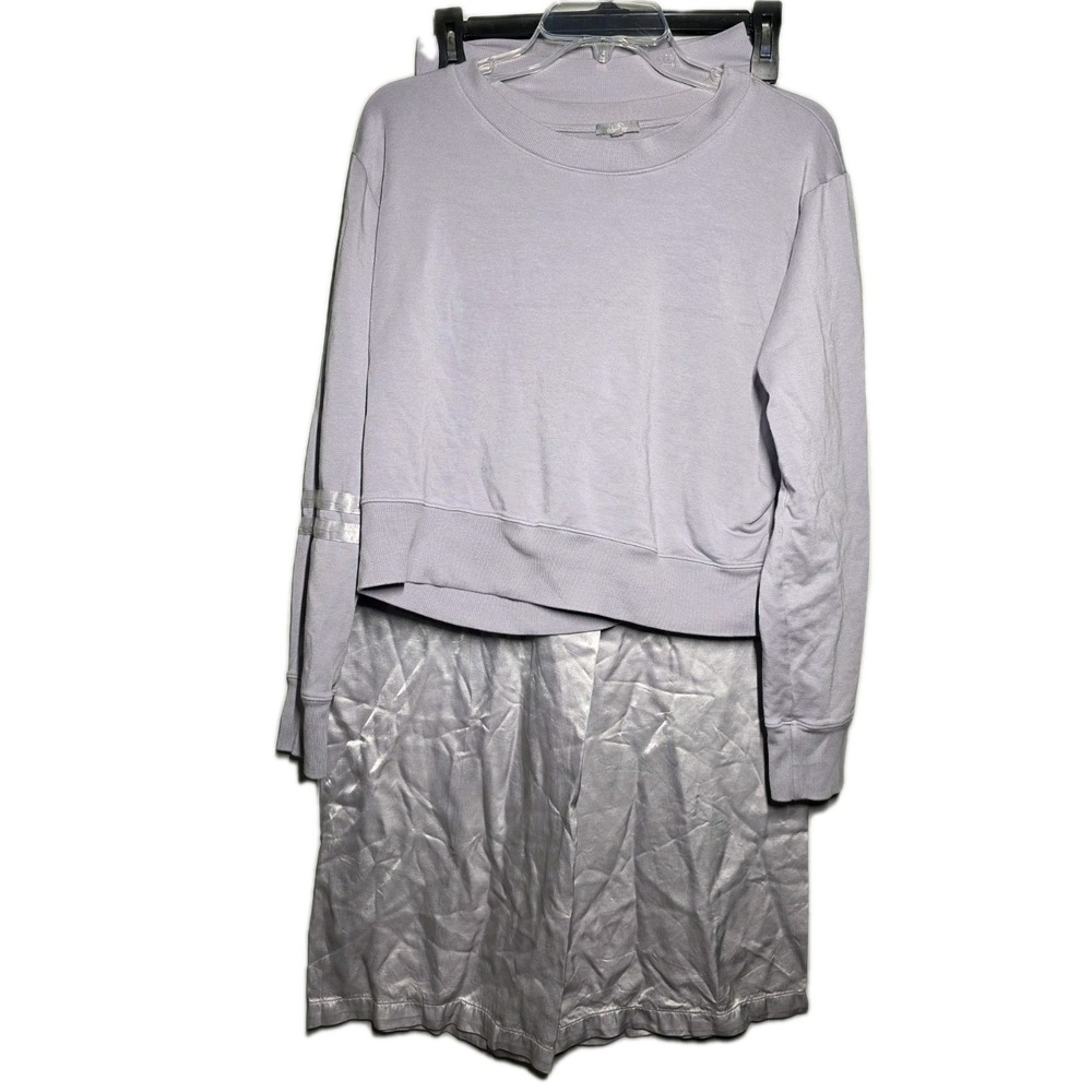 Pj Harlow Loungewear Set Size XSmall Lavender Sweatshirt & Lola Satin Pants